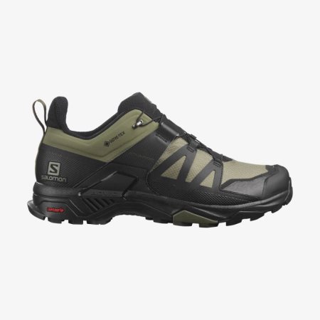 Zapatillas Trekking Salomon X ULTRA 4 WIDE GORE-TEX Hombre Negras/Verde Oliva (ES-MHDQ)